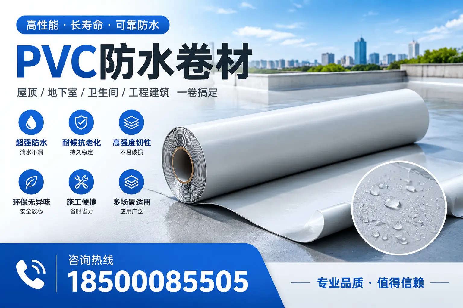 PVC防水卷材的防水效果评测,适合和田的科学依据